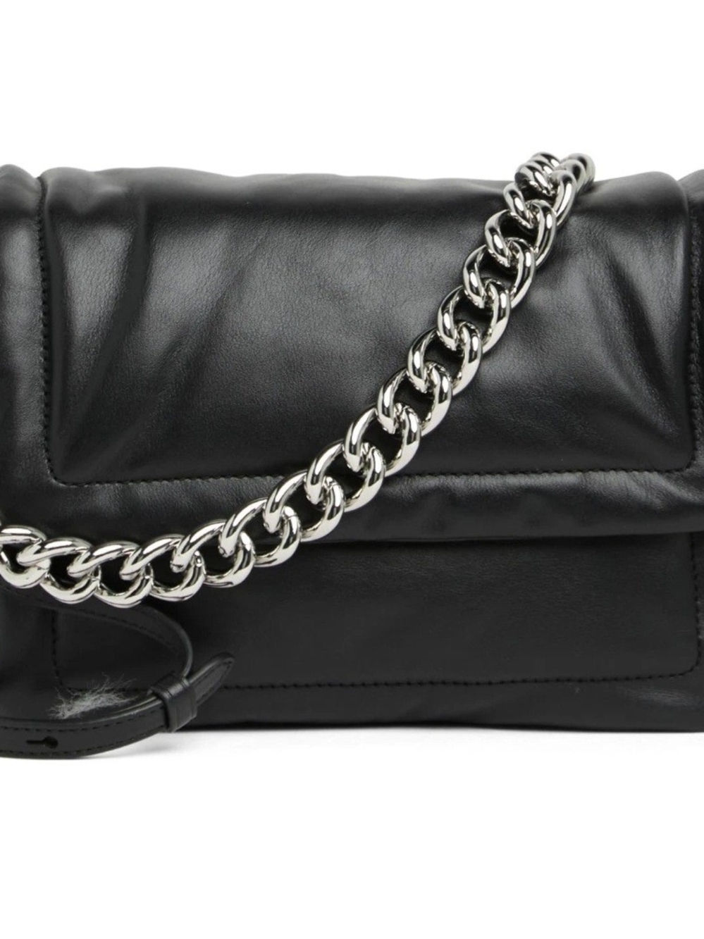 Marc Jacobs Black Leather Shoulder Bag with Silver Chain